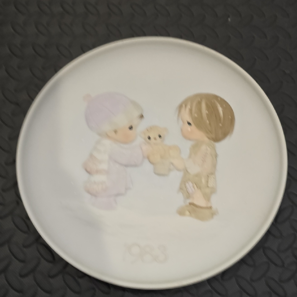 Decorative Plate with Children and Teddy Bear